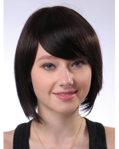 High Quality Brown Straight Chin Length Human Hair Wigs