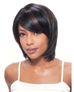 Black Lace Front Indian Remy Hair Medium Wigs