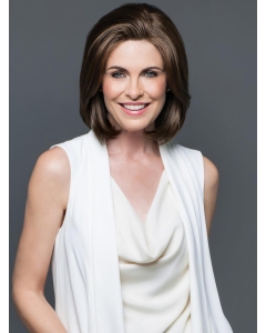 12" Straight Chin Length Lace Front Bobs Mature Women Wigs