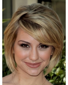 Modern Blonde Straight Chin Length Celebrity Wigs