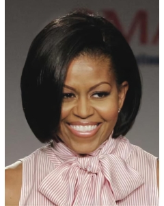 Chin Length Straight Full Lace Black Bobs Michelle Obama