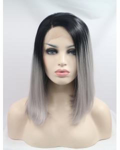 Synthetic Lace Front 13" Straight Ombre/2 Tone Without Bangs Chin Length Wigs