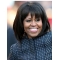 Straight Black Lace Front Chin Length With Bangs Michelle Obama Wigs