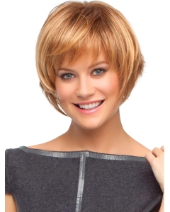 Sleek Auburn Straight Chin Length Synthetic Wigs