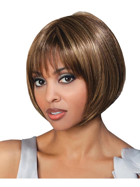 Best Brown Straight Chin Length African American Wigs
