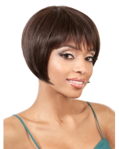 High Quality Remy Human Hair Auburn Straight Medium Wigs