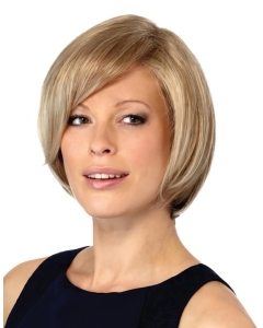 Elegant Blonde Monofilament Chin Length Wigs For Cancer
