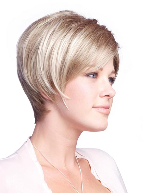 Gentle Brown Straight Chin Length Glueless Lace Front Wigs