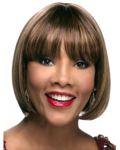 Brown Straight Synthetic Flexibility Medium Wigs