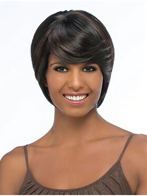 Graceful Black Straight Chin Length African American Wigs