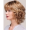 Monofilament Blonde Chin Length Curly 12" With Bangs Synthetic Wigs For Women