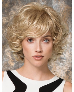 Fabulous Curly Design Chin Length Blonde Layered Wigs