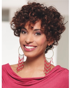 Fabulous Auburn Chin Length Curly With Bangs New Design Wigs