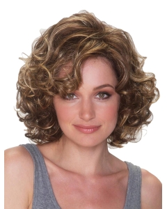 Impressive Blonde Curly Chin Length Synthetic Wigs
