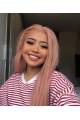 Pink Long Straight Bitter Sweet Synthetic Lace Front Wigs For Women