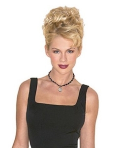 Mature Blonde Curly Short Clip in Hairpieces