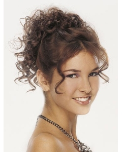 Designed Brown Curly Clip in Hairpieces