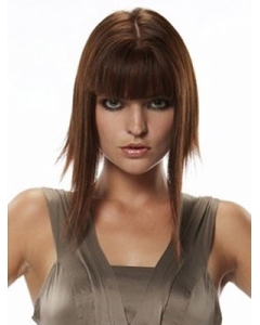 Trendy Auburn Straight Long Human Hair Hairpieces