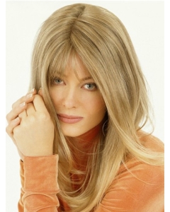 Fashion Blonde Straight Long Hair Falls & Half