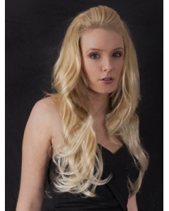 Modern Blonde Wavy Long Human Hair Wigs & Half Wigs