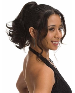 Synthetic Black Sleek Ponytails