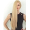 Soft  26" Long Straight Blonde Layered Hand Tied Lace Front Women Human Hair Wigs