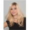 16" Long Straight Monofilament Blonde Without Bangs Women Human Hair Wigs