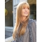 Capless Brown 18"  Long  Straight With Bangs Monofilament synthetic  Women Wigs