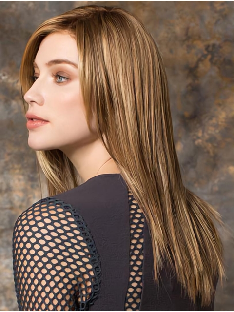 Blonde 16"long Straight Monofilament With Bangs No-fuss Synthetic Women Wigs