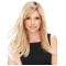 16" Long Straight Blonde hand-tied Synthetic Lace women Wigs