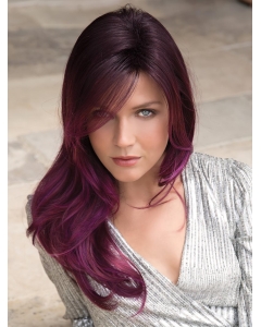 20'' Long Straight Capless Purple Layered Synthetic Women Wigs