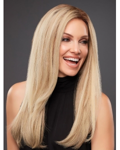 18'' Long Straight Platinum Blonde Without Bangs Human Hair Hand Tied  Women Wigs