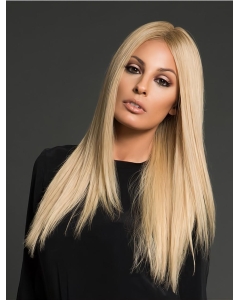 18'' Long Straight Blonde hand-tied Lace Front Layered Human Hair Wigs For Women