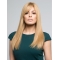 Fashion 18'' Blonde Straight Long With Bangs Mono Top Human Hair Women Wigs