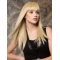  16" Long Blonde Straight Capless With Bangs Synthetic Women Wigs