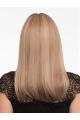 16'' Long Straight Monofilament Blonde Human Hair Women Full Lace Wigs