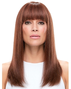 18" long Straight hand-tied Mono Top With Bangs Human Hair Women Wigs