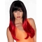 22" Long Straight Ombre/2 tone With Bangs Lace Front Synthetic  Wigs For Women