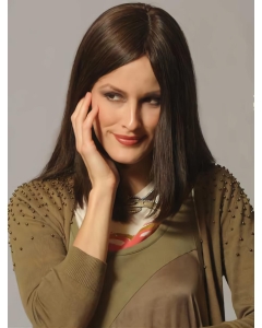 14'' Long Straight Brown Capless Human Hair Women Wig