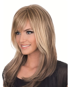 16'' Long Straight Brown Frull Lace Remy Human Hair Women Wholesome Wigs