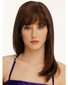 16'' Long Preferential Auburn Straight 100% Hand-Tied Mono Top Remy Human Hair Women Wigs