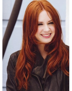 New 20''Long Straight Hand Tied Copper Remy Human Hair Women Wigs 