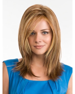 16'' Long Straight Blonde 100% Hand-Tied Mono Top Lace Front Synthetic Women Wigs