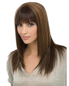 Capless Sleek Brown Straight Long Human Hair Women Wigs