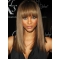Tyra Banks Mysterious Playful Long Straight Glueless Lace Front Human Hair Wig 16 Inches with Straight Bangs