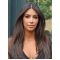 24''  Long Straight Lace Front Kim Kardashian Middle Parting  Human Hair Women Wigs 