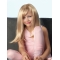 18'' High Quality Long Straight With Bangs Mono Top Lace Front Blonde Fabulous Synthetic Women Wigs