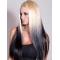 22" Straight Long Lace Front Ombre Indian Remy Human Hair Wigs for Lady