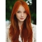 20'' Long Straight Fashionable  Capless Copper Remy Human Hair Women Wigs 