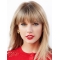 18'' Popular Long Straight With Bangs  Lace Front Blonde Synthetic Taylor Swift Inspired Women Wigs
